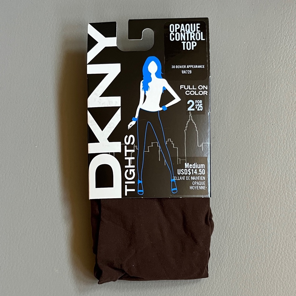 DKNY Opaque Control Top Tights - Dark Brown